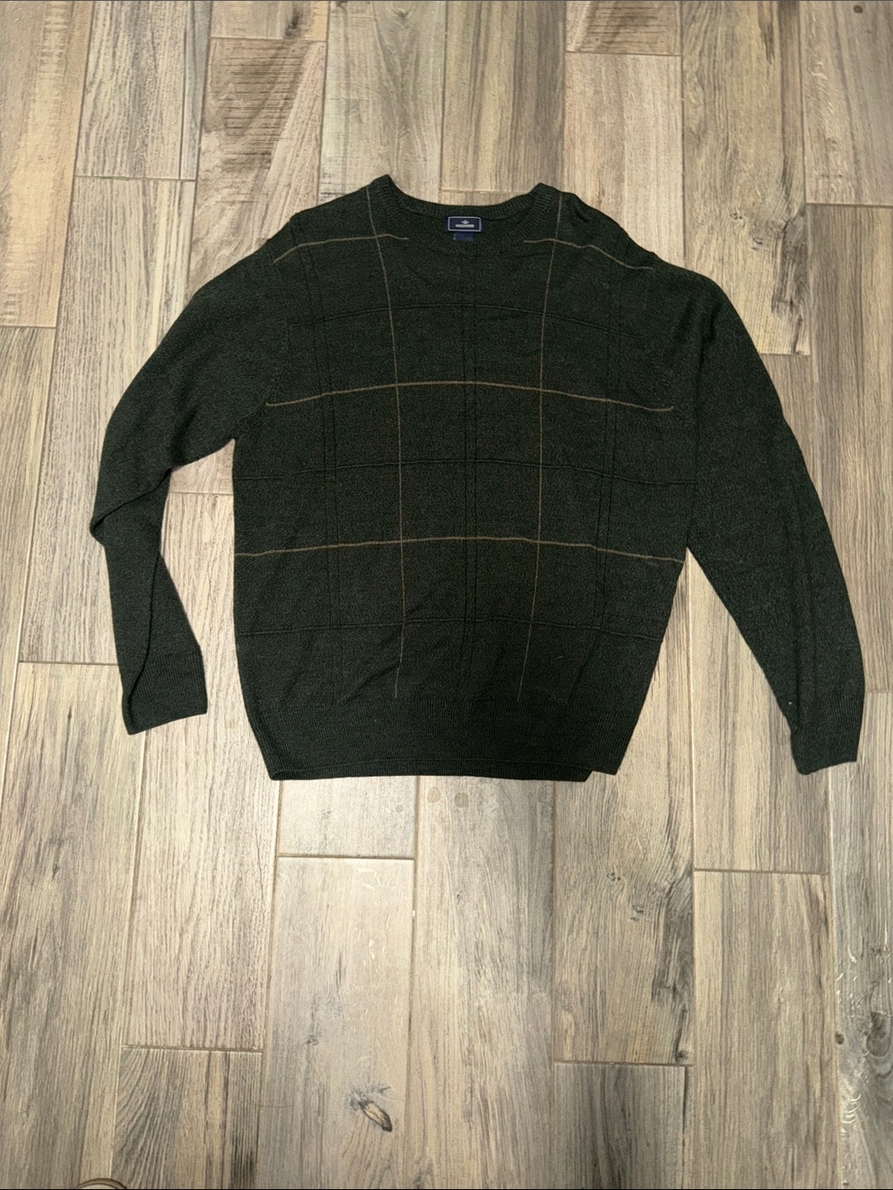 Dockers Dark Green Crewneck Sweater with Tan Windowpane